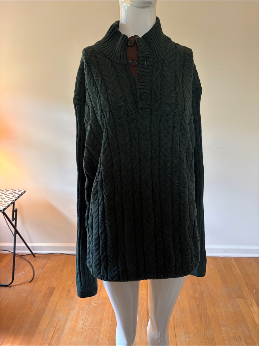 Jos. A. Bank Forest Green Cable-Knit Half-Zip Sweater